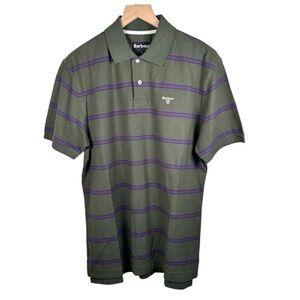 Barbour Size Large Polo Striped Short Sleeve Golf Office Work